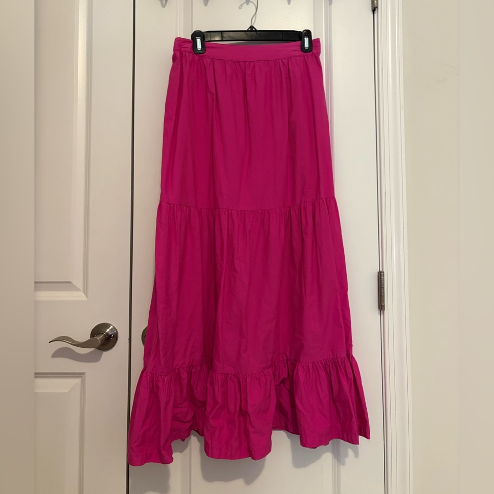 Pink Tiered Maxi Skirt